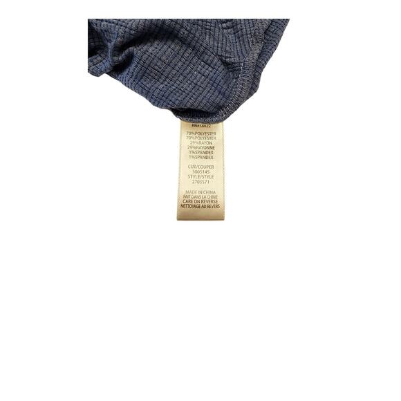 Max Studio Women's Ruched V-Neck Cap Sleeve Top Blue Textured Knit XS NWT - Picture 7 of 7